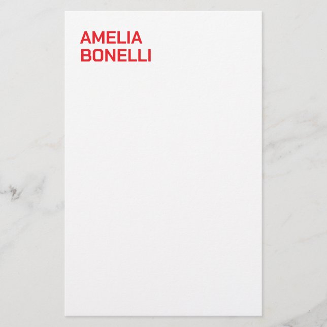 Papelería Moderno negrita Nombre rojo Minimalista Profesiona (Anverso)