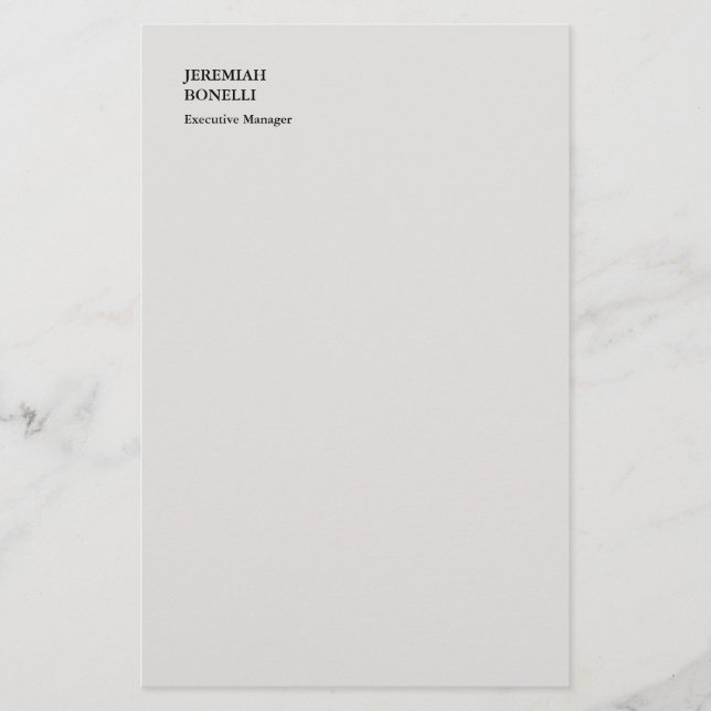 Papelería Moderno platino gris minimalista (Anverso)