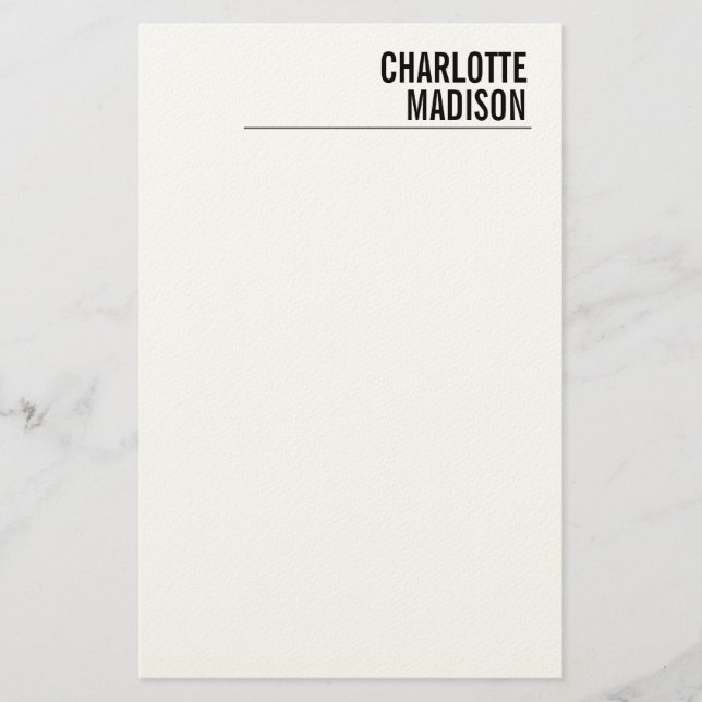 Papelería Moderno Simple Blanco Minimalista Plano  (Anverso)