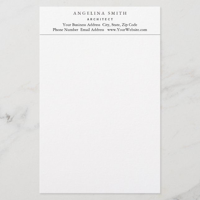 Papelería Moderno Simple Minimalista Blanco Profesional (Anverso)
