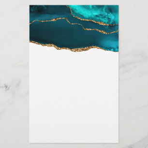 Papelería Moderno y elegante Agate Verde azulado y cinta de