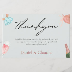 Papelería Moderno y elegante Dusty Blue Bridal Shower Thanky