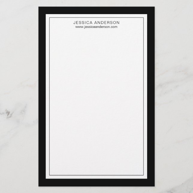 Papelería Moderno Y Elegante Negro Y Blanco Personalizado (Anverso)