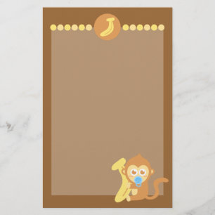 Papelería Mono bebé de dibujos animados lindo con plátano