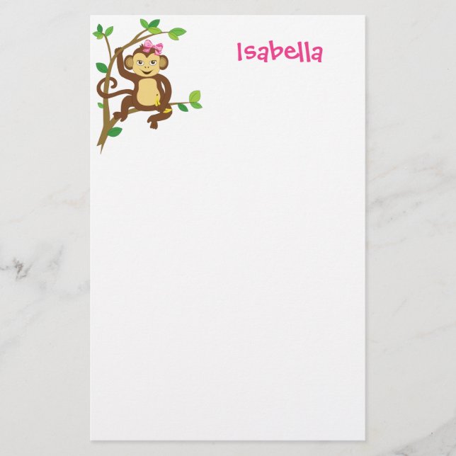 Papelería Mono lindo de la niña (Anverso)
