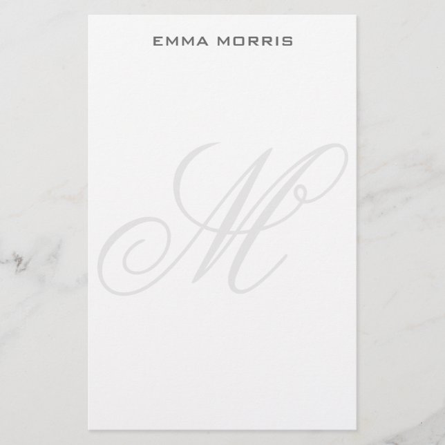 Papelería Monogram Modern Simple Minimalist Plain (Anverso)