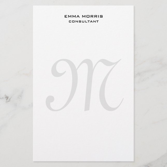 Papelería Monogram Modern Simple Minimalist Plain (Anverso)