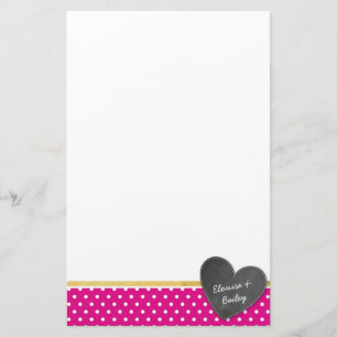 Papelería MONOGRAM polka dot timbre corazón negrita rosa cal