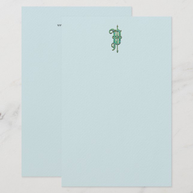 Papelería Monograma Artístico P Estacionamiento de Felt Gree (Anverso / Reverso)