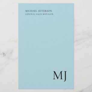 Papelería Monograma Azul Sencillo Tendencia Negocios