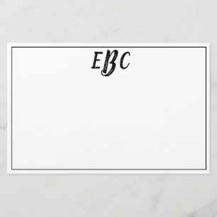 Papelería Monograma blanco y negro moderno clásico inmóvil