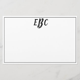 Papelería Monograma blanco y negro moderno clásico inmóvil