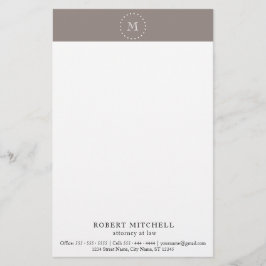 Papelería Monograma Brown Elegante Stationery Profesional