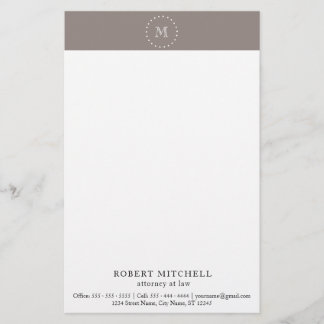 Papelería Monograma Brown Elegante Stationery Profesional