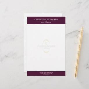 Papelería Monograma Burgundy Modern Elegant Business