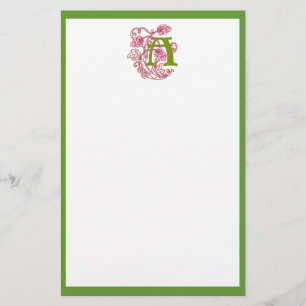 Papelería Monograma de Art Nouveau floral "A"