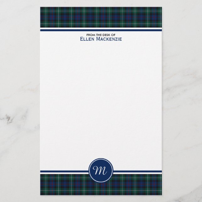 Papelería Monograma de Clan Mackenzie Tartan (Anverso)