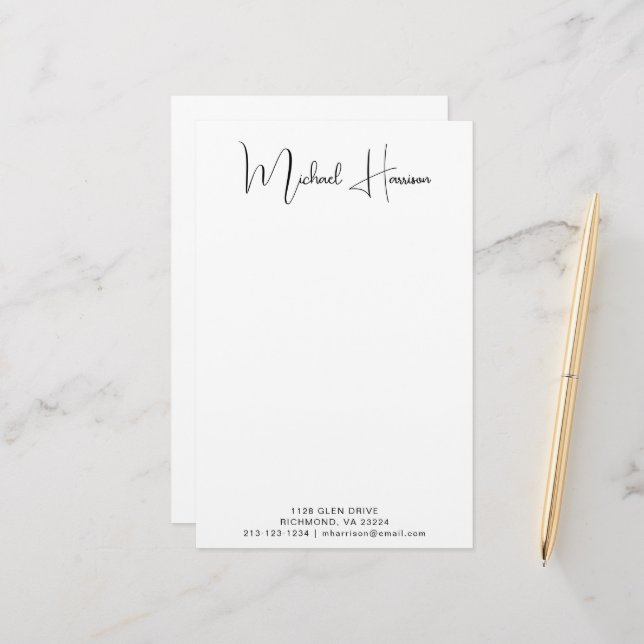 Papelería Monograma de escritura de firma moderna personaliz (Anverso/Reverso In Situ)