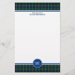 Papelería Monograma de Farquharson Clan Blue y Green Tartán