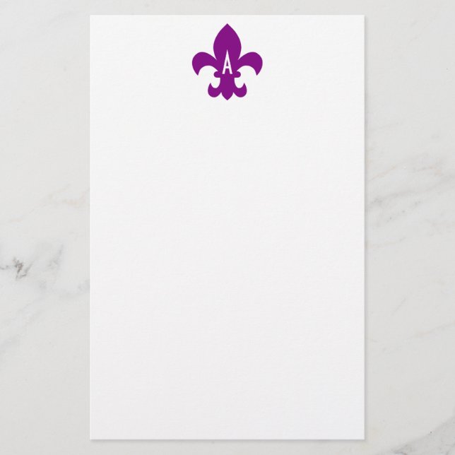 Papelería Monograma de flor morado y blanco de liis (Anverso)