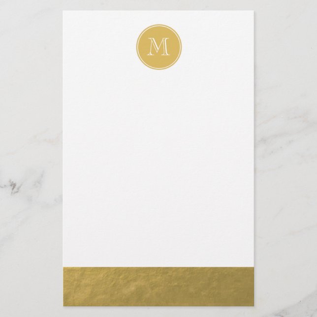 Papelería Monograma de fondo de Relieve metalizado dorado de (Anverso)