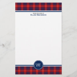 Papelería Monograma de Hamilton Clan Red and Blue Tartan