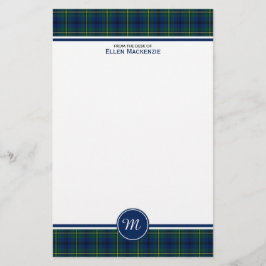 Papelería Monograma de la placa azul y verde de Johnston Cla