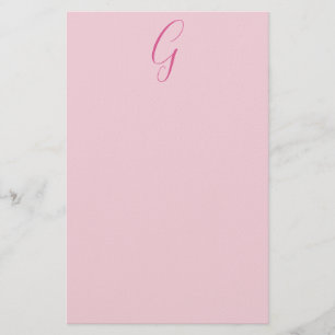 Papelería Monograma de letra inicial rosa claro elegante
