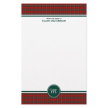 Monograma de MacGregor Clan Tartán rojo y verde