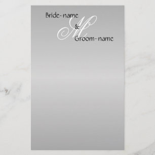Papelería Monograma de matrimonio personalizado blanco y neg