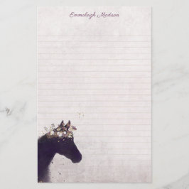 Papelería Monograma de Moda Boho con sueño de caballo morado