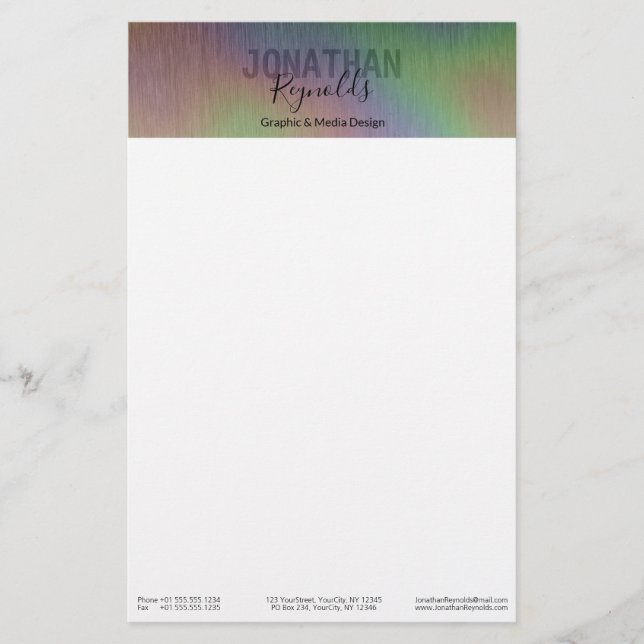 Papelería Monograma de nombre Metalizado de imitación hologr (Anverso)