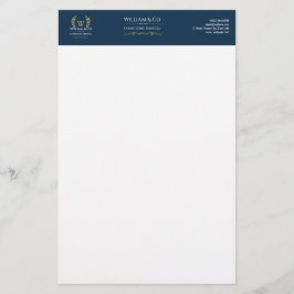 Papelería Monograma de oro azul de la Marina de Guerra Laure