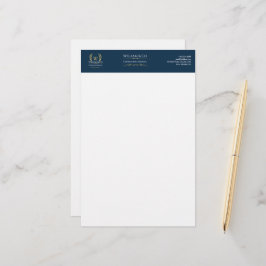 Papelería Monograma de oro azul de la Marina de Guerra Laure