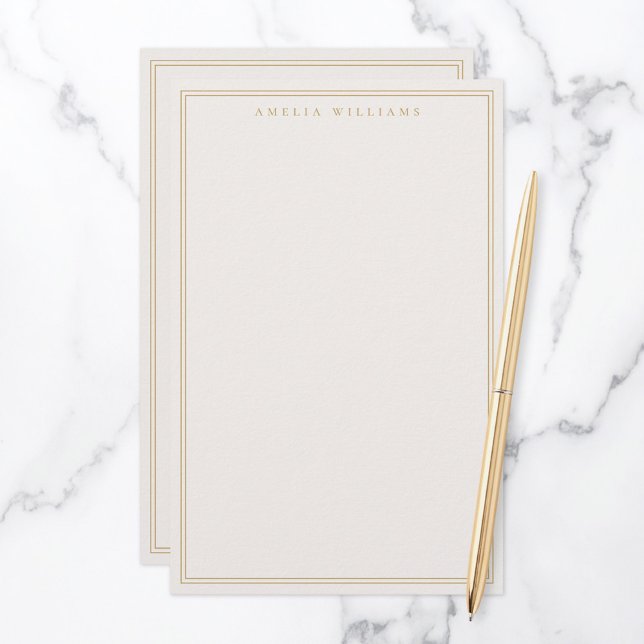 Papelería Monograma de oro de marfil minimalista con dos bor (Subido por el creador)