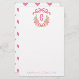 Papelería Monograma de pádel rosa y verde