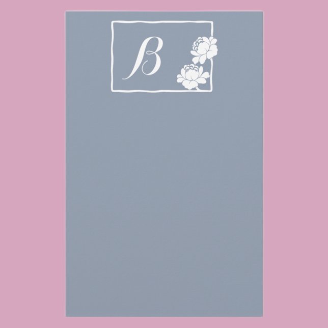Papelería Monograma de Personalizable de flores blancas (Subido por el creador)