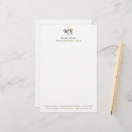 Papelería Monograma de plantilla elegante de oro blanco simp