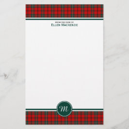 Papelería Monograma de Scott Clan Tartan Red and Green Plaid