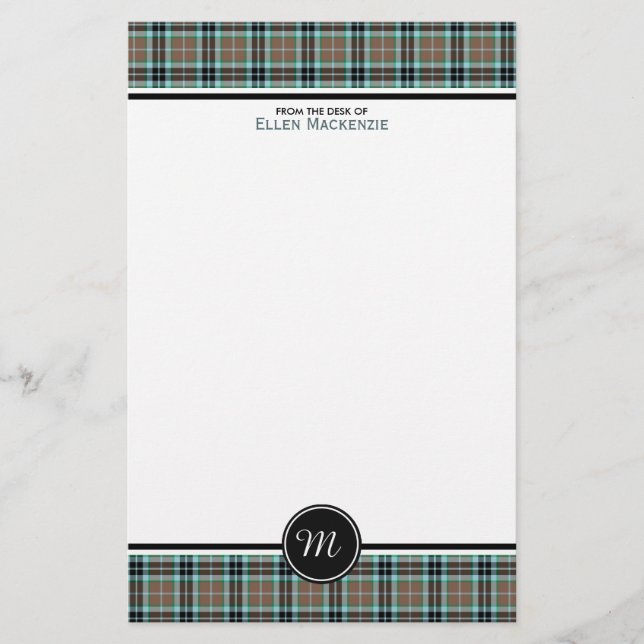 Papelería Monograma de Thompson Clan Hunting Tartan (Anverso)