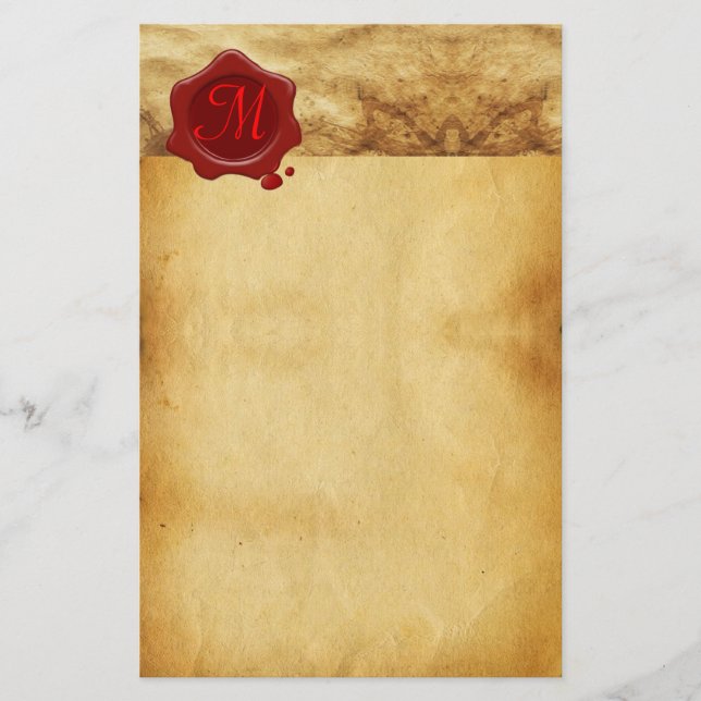 Papelería Monograma del PARCHE DE SELLO DE CERRAMIENTA ROJA (Anverso)