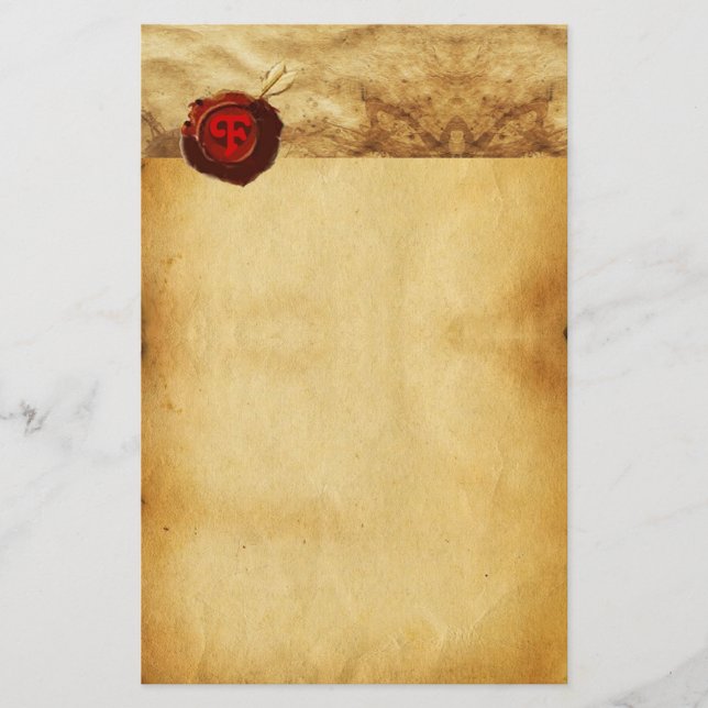 Papelería Monograma del PARCHE DE SELLO DE CERRAMIENTA ROJA (Anverso)
