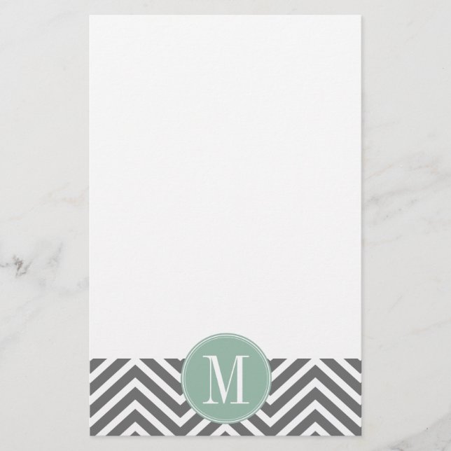 Papelería Monograma del Personalizado de Chevrras verdes de  (Anverso)