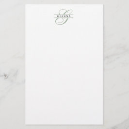Papelería Monograma dividido en elegante caligrafía verde pá