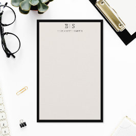 Papelería Monograma elegante con borde negro y marfil