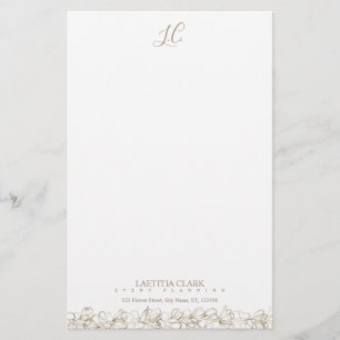 Papelería Monograma Elegante Floral Personalizado