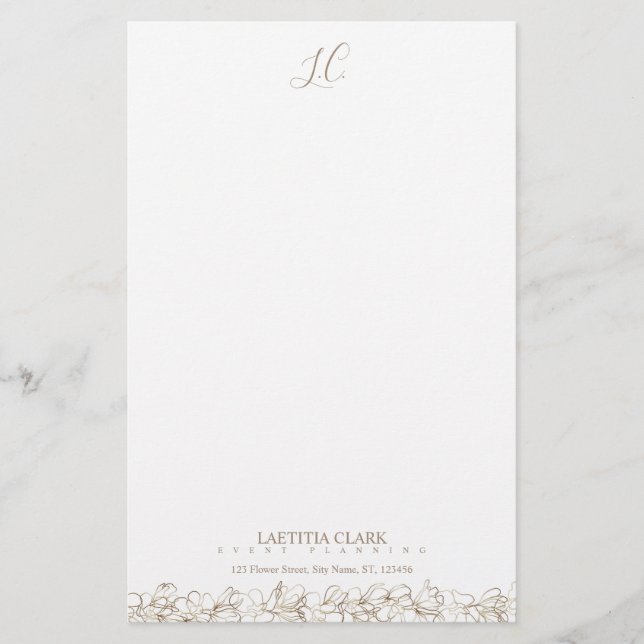 Papelería Monograma Elegante Floral Personalizado (Anverso)