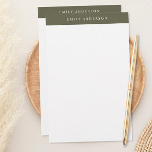 Papelería Monograma elegante verde oliva minimalista