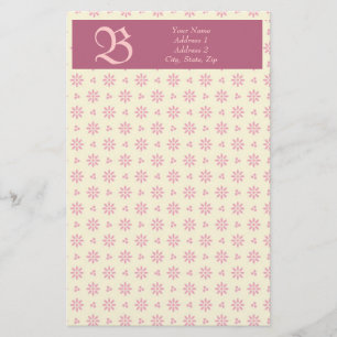 Papelería Monograma Eyelet Ecru & Pink Stationery
