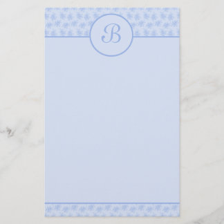 Papelería Monograma Floral Azul Estacionamiento Inicial